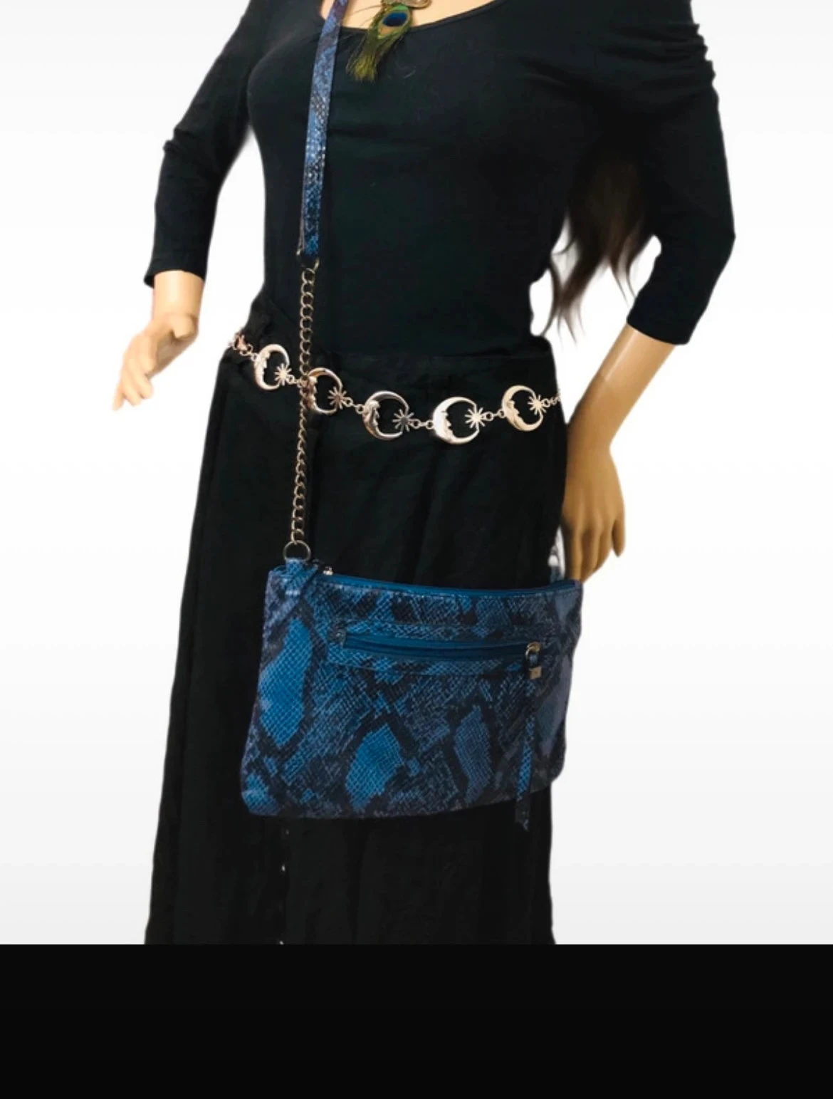 💙🐍Bolsa transversal python azul vintage Y2K glam rock chic com estampa animal crossbody clutch bag🐍🖤 – photo 13